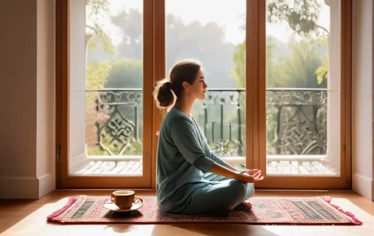 기술 피로를 줄이기 위한 일상 속 작은 변화 - **Prompt:** A serene morning scene in a brightly lit room with soft, warm light streaming through a ...