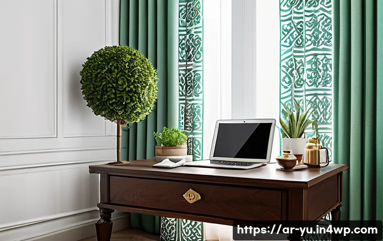 기술 피로 회복을 위한 창의적 접근법 - A peaceful, well-organized home office scene designed for an Arabic-speaking professional, featuring...